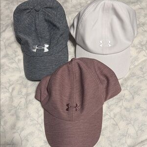 Under Armour Trio of Gray, White, and Pink Caps - BUNDLE OF 3